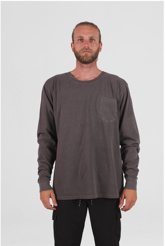 Pigment Dye Long Sleeve Tee | Zinc | LIRA CLOTHING CANADA